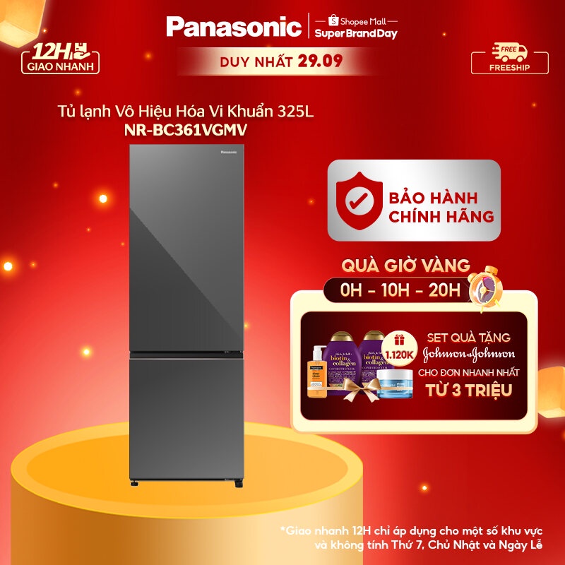 Tủ lạnh Panasonic Vô Hiệu Hóa Vi Khuẩn 325L NR-BC361VGMV Mặt Gương - Ngăn Đá Dưới