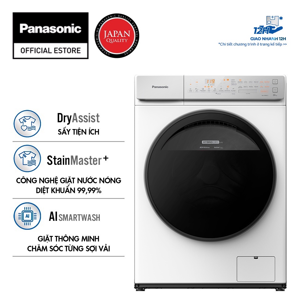 Máy Giặt Cửa Trước Panasonic 9 Kg NA-V90FC1WVT - Diệt khuẩn 99.99% (Trắng)