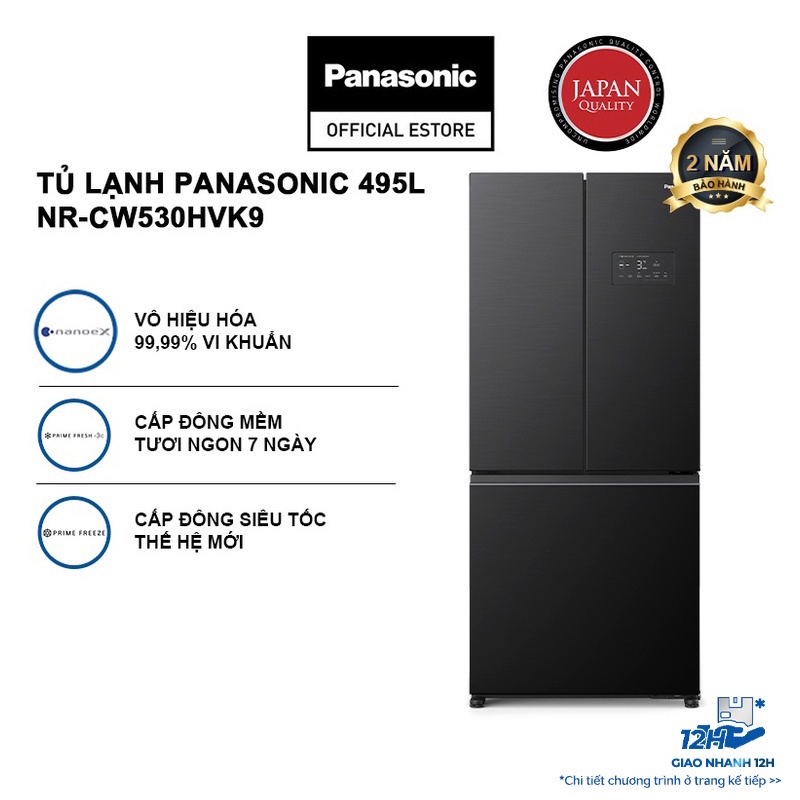 Tủ lạnh Panasonic Diệt Khuẩn 495L NR-CW530HVK9 3 Cửa-Cấp Đông Mềm-Cấp đông Siêu Tốc