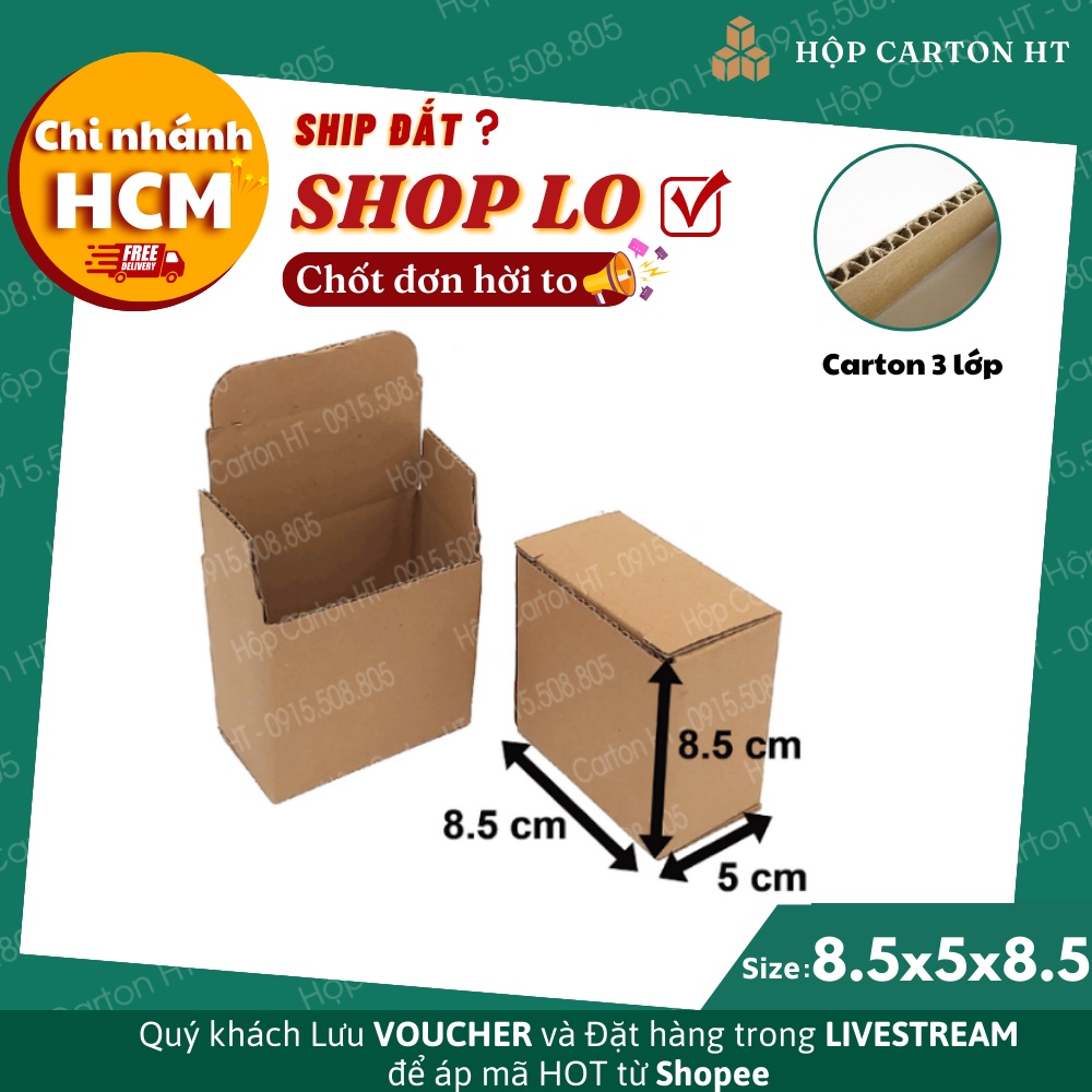Hộp carton nắp gài đóng hàng trang sức, phụ kiện, mỹ phẩm 8.5x5x8.5 giá gốc tận xưởng - Hộp Carton HT