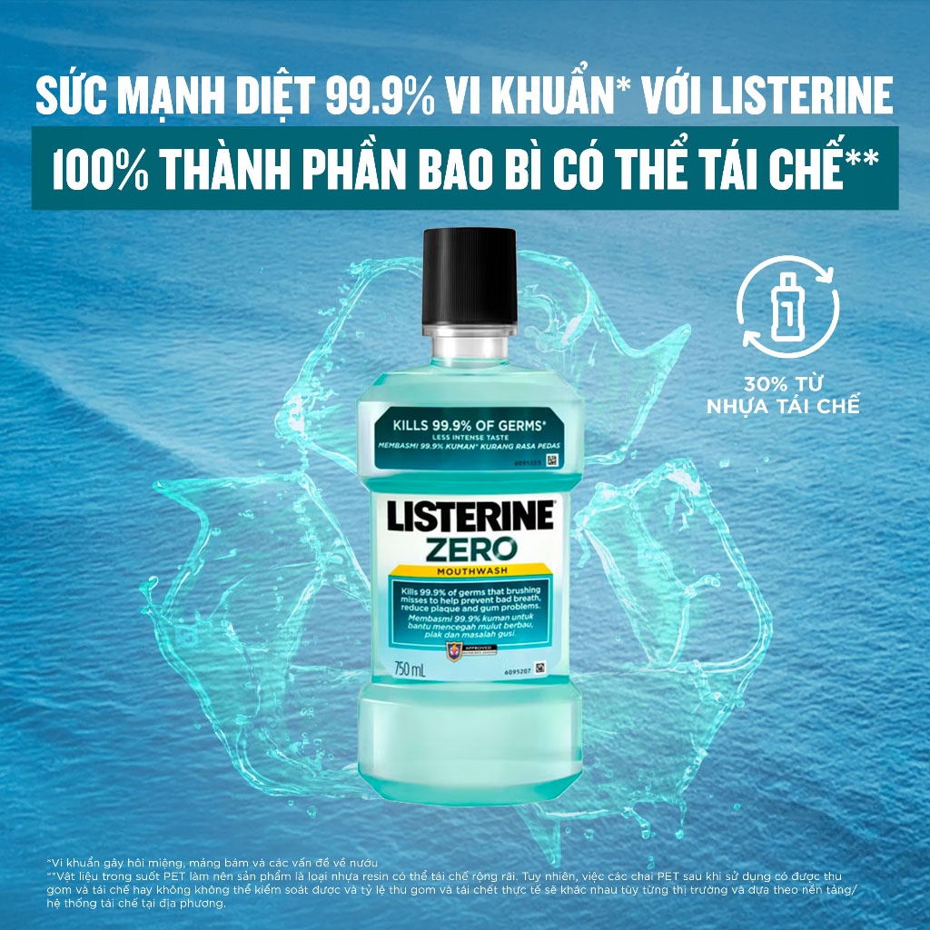 Nước Súc Miệng Không Cay Listerine 750ml