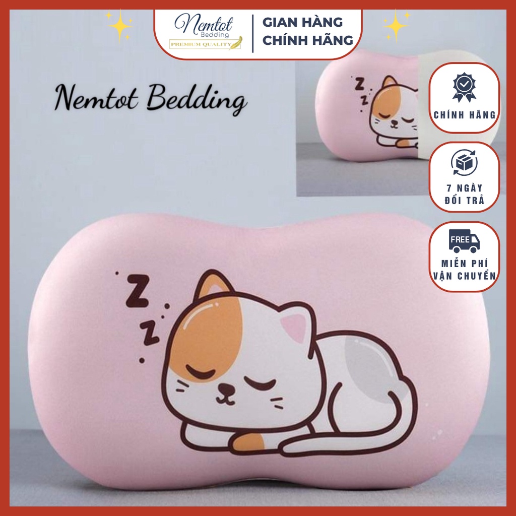 🌙SIÊU PHẨM CHO BÉ GIẢM 5 0 %🌙GỐI CAO SU NON + TẶNG KÈM VỎ GỐI CHO BÉ SIÊU XINH CHO BÉ ĐI HỌC NK THÁI LAN, GỐI BỤNG MÈO