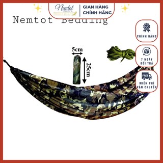🛑GIÁ HỦY DIỆT🛑Võng Dù Thái Lan Cao Cấp Họa Tiết Rằn Ri Xếp Gọn, Võng Dù Lính 2 Lớp Bền Chắc, Kèm Dây Dù_ Nemtot Bedding