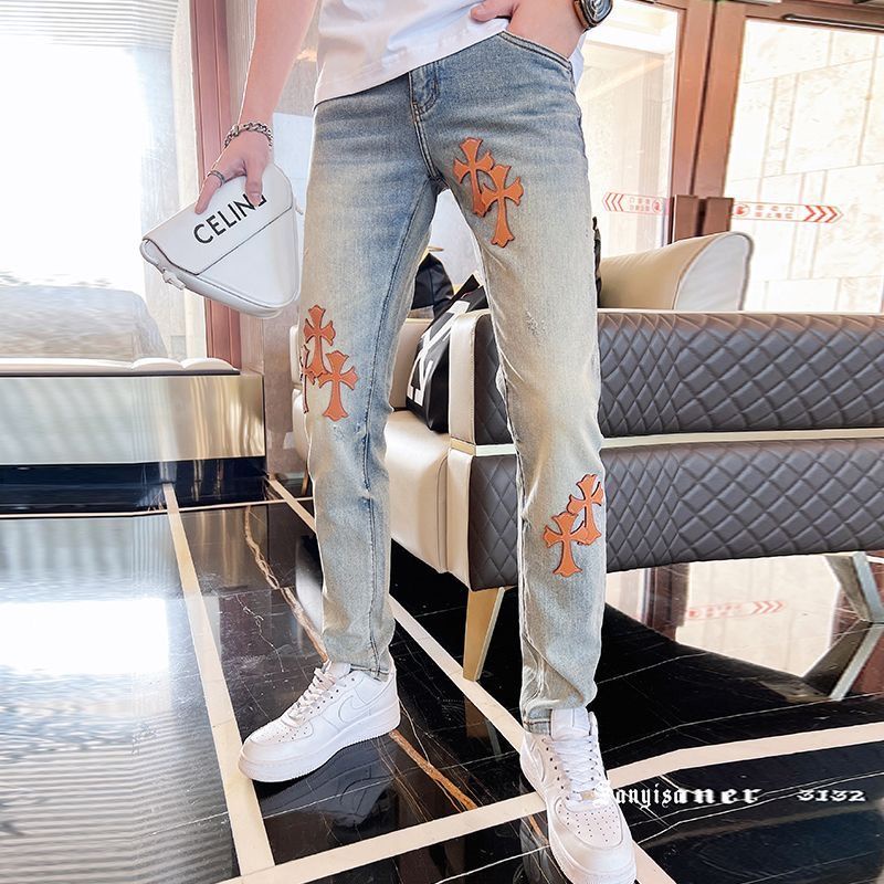Quần Jean Dài Dáng Ôm Thêu Chữ Thập Thời Trang Mới 2023 Cho Nam