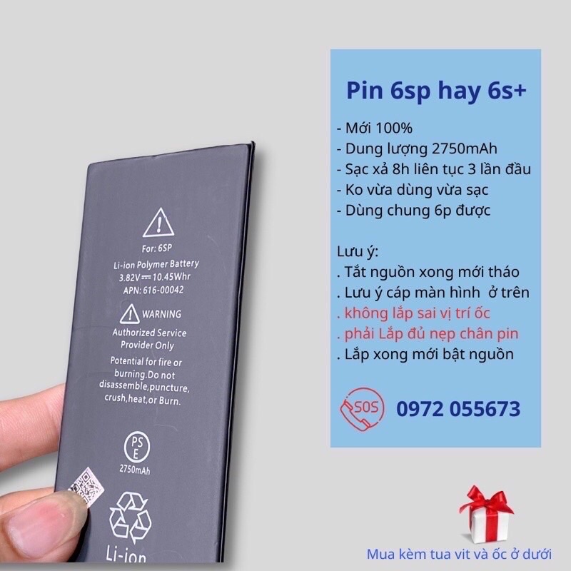 PIN EU ZIN Cho IP 5/ 5s/ 5c/ 5se/ 6/ 6p/ 6s/ 6sp/ 7/ 7p/ 8/ 8p Mới 100% Bảo Hành 12 Tháng Tặng Kèm Siu Dán