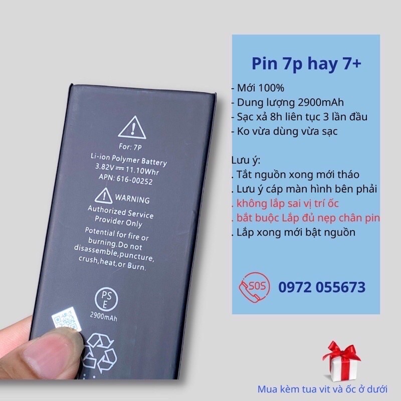 PIN EU ZIN Cho IP 5/ 5s/ 5c/ 5se/ 6/ 6p/ 6s/ 6sp/ 7/ 7p/ 8/ 8p Mới 100% Bảo Hành 12 Tháng Tặng Kèm Siu Dán