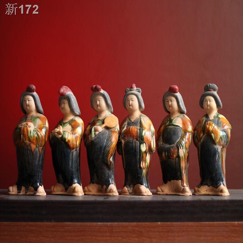 【HOT】❒✿☎Đồ trang trí phụ nữ bằng gốm Tang Sancai, tượng cổ, Panni, một bộ hoàn chỉnh các sưu tập nghệ thuật gia đình cổ