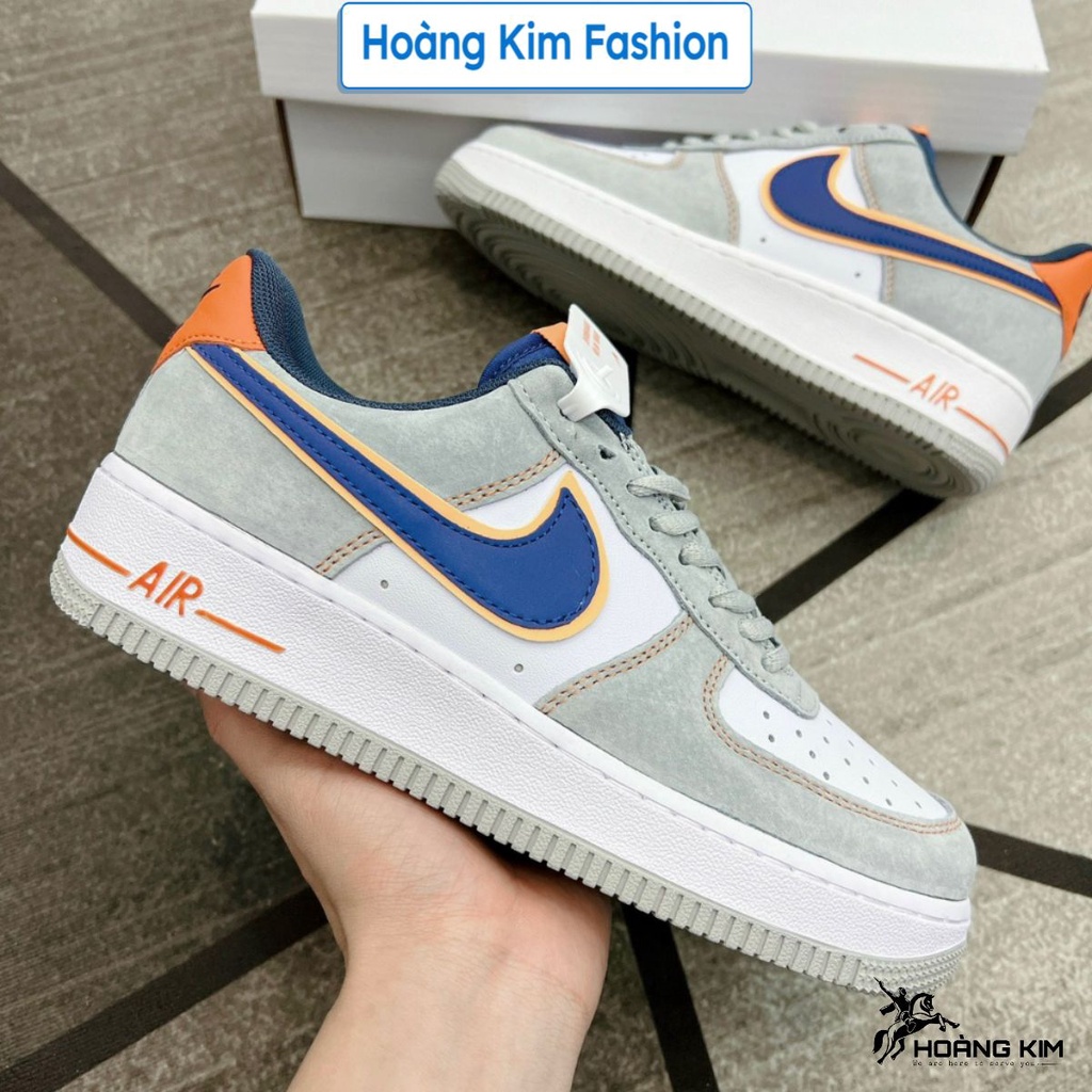 Giày Thể Thao nam nữ AF1 Xám gót cam da lộn bản Sc, Giày AF1 xám cam lông chuột