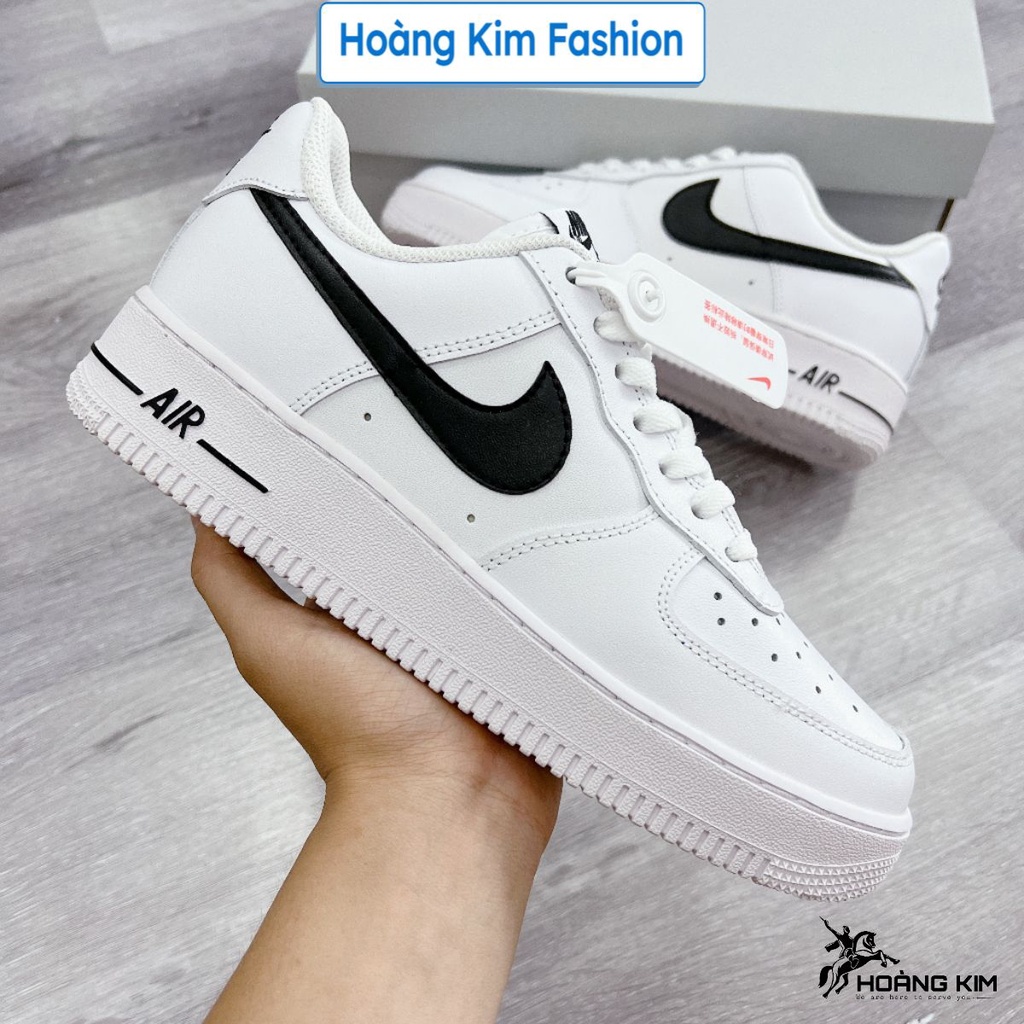 Giày_Nike Air Force 1 vệt đen, giày Af1 White Black bản chuẩn đế Air nam nữ full phụ kiện