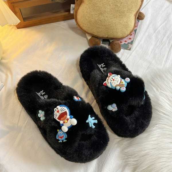 Doraemon Giày Lông Xù Kiểu Hoạt Hình Đáng Yêu Thời Trang Nhật Bản 2023