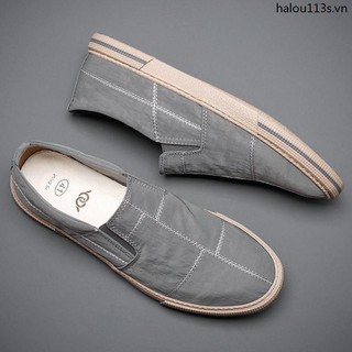  Baoda Giày Lười canvas Lụa Lạnh Mềm Mại Thoáng Khí Phong Cách Bắc Kinh Cổ Điển Mùa Xuân Hè Cho Nam 