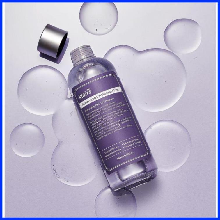 Nước Hoa Hồng Không mùi Làm Mềm Da Klairs Supple Preparation Unscented Toner 180ml