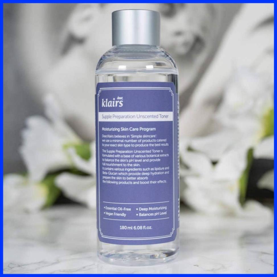 Nước Hoa Hồng Không mùi Làm Mềm Da Klairs Supple Preparation Unscented Toner 180ml