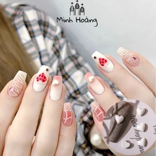 Phụ kiện nail Set 50 charm trái tim trang trí móng tay siêu xinh