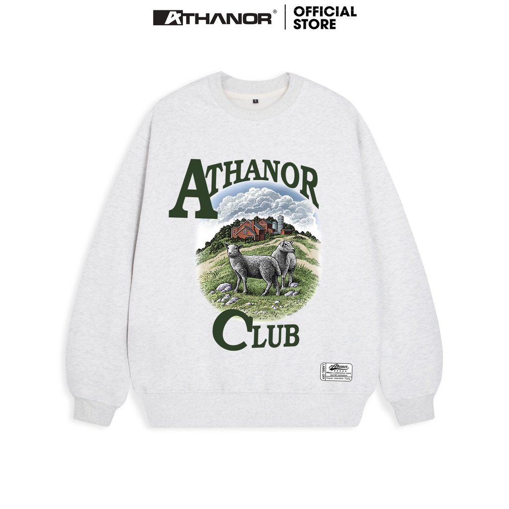 Áo Sweater ATHANOR Local Brand Dáng Rộng Nỉ Bông Unisex Nam Nữ Xám Tiêu Mẫu CỪU