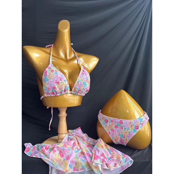 Bikini Set Ba Chi Tiết Hoa Nhí QCCC Có Sẵn