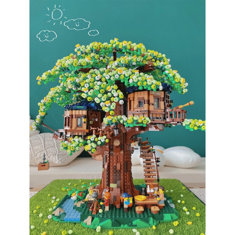 Lego Hình Cây Hoa Anh Đào / Cầu Vồng / Ngôi Nhà 318 Màu Sắc Tương Thích Với Cây Hoa 21 Phần Mở Rộng