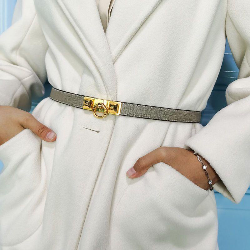Hermes Thắt Lưng Da Bò Mỏng Phong Cách retro Cho Nữ