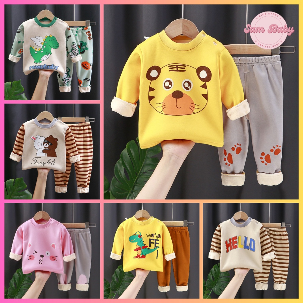 Bộ nỉ bông cho bé,bộ quần áo nỉ bên trong lót lông mềm mịn cho bé, hàng chuẩn QCCC cho bé 10-22kg|SAM BABY