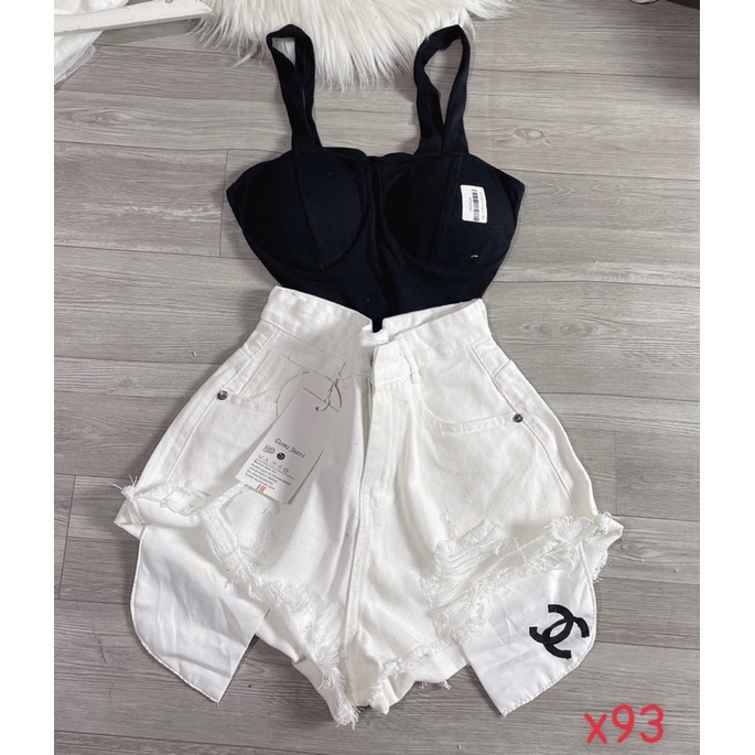 Đùi jean túi in chữ  3 màu ảnh thật size sml áo dây bozip có mút