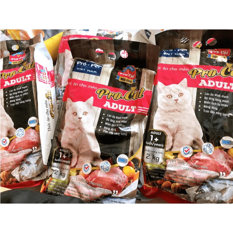 Hạt Cho Mèo Pro Cat 2Kg - Thức Ăn Cho Mèo Trưởng Thành Trên 1 Tuổi