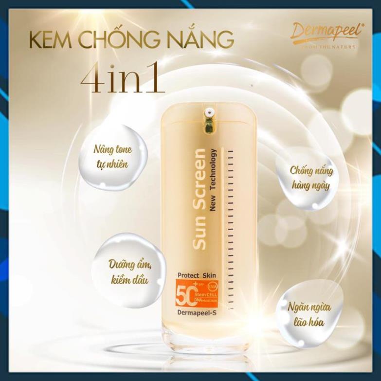 KEM CHỐNG NẮNG CAO CẤP DERMAPEEL+ 4IN1 SUN SCREEN SPF50+ - DƯỠNG DA HÀN QUỐC