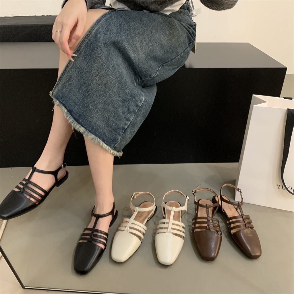 Giày Sandal Đế Bệt Thời Trang Xuân Hè 2023 Phong Cách retro Dành Cho Nữ