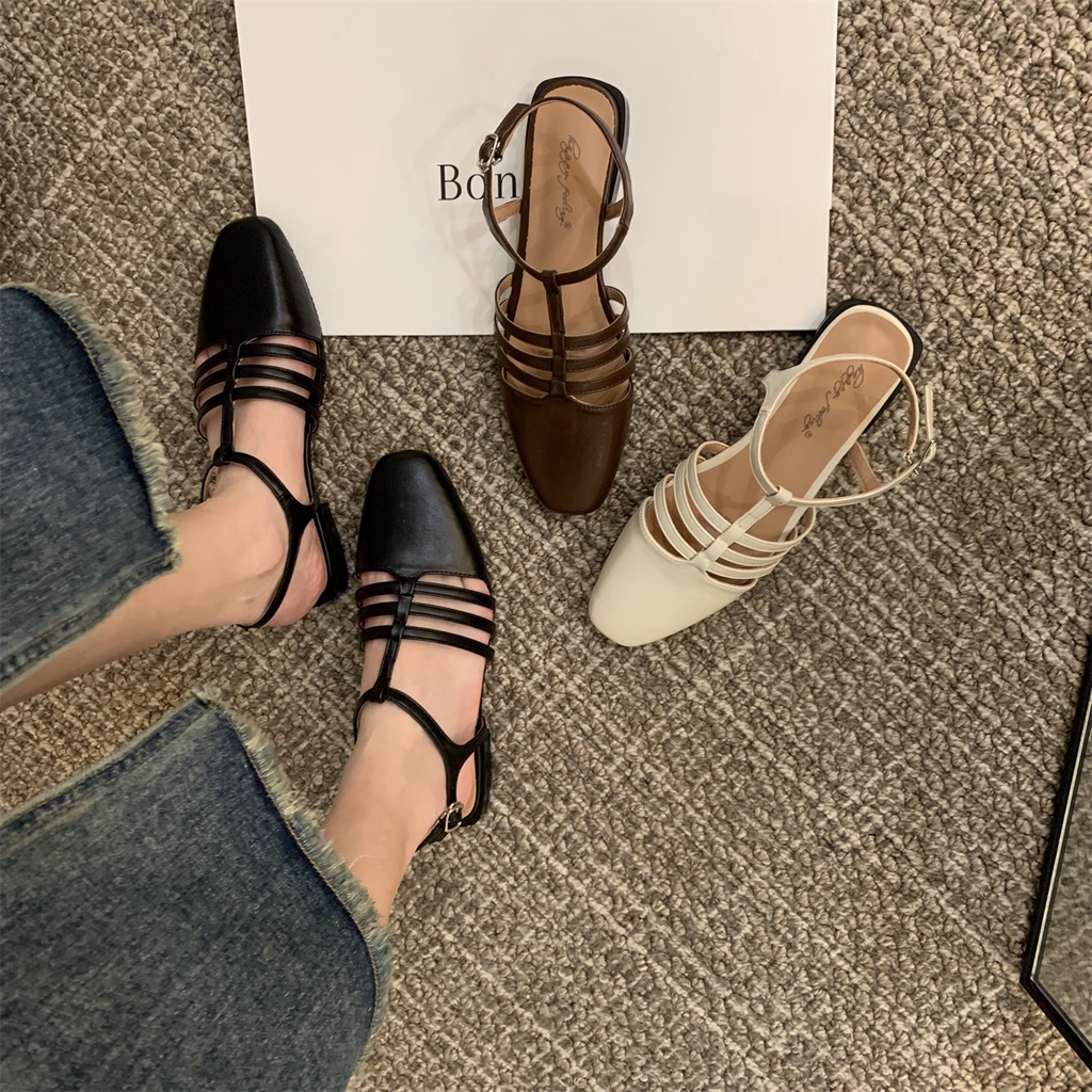 Giày Sandal Đế Bệt Thời Trang Xuân Hè 2023 Phong Cách retro Dành Cho Nữ