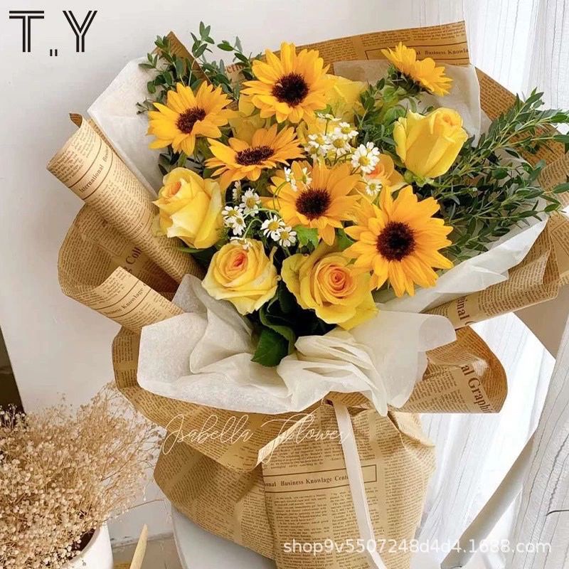 Set 50 tờ giấy báo chữ bó hoa, bọc quà, decor bền không thấm nuớc