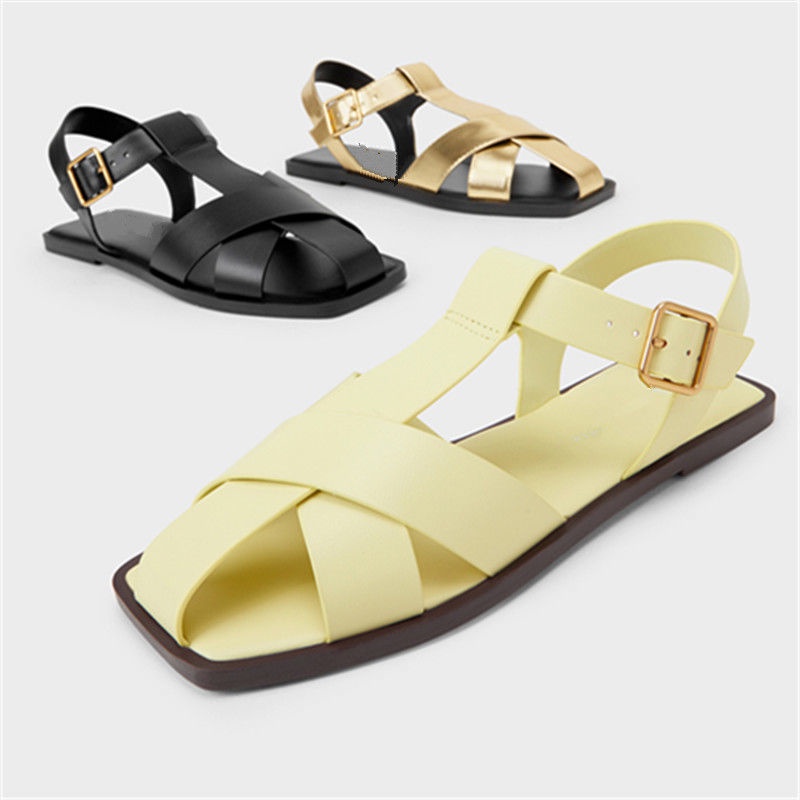 Giày Sandal Bít Mũi Đế Bằng Thiết Kế Đục Lỗ Thời Trang Mùa Hè Hàng Mới 2022