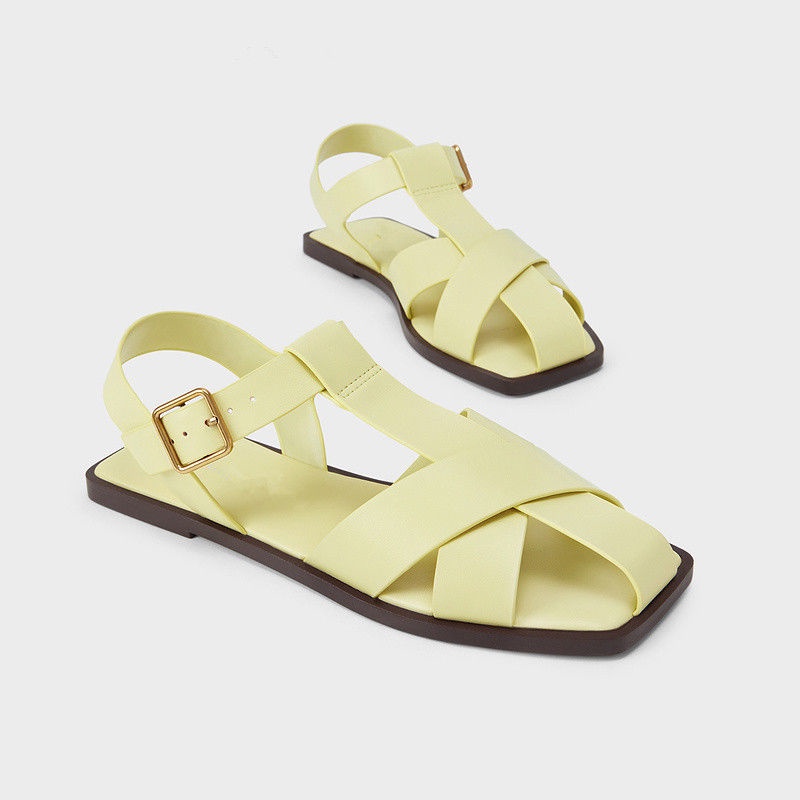 Giày Sandal Bít Mũi Đế Bằng Thiết Kế Đục Lỗ Thời Trang Mùa Hè Hàng Mới 2022