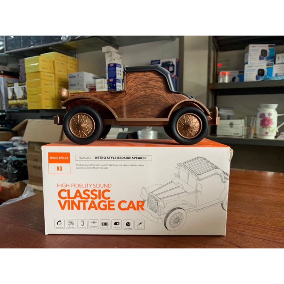Bh Loa bluetooth Không Dây a9 Hình Xe Hơi Phong Cách retro Kèm Giá Đỡ Điện Thoại