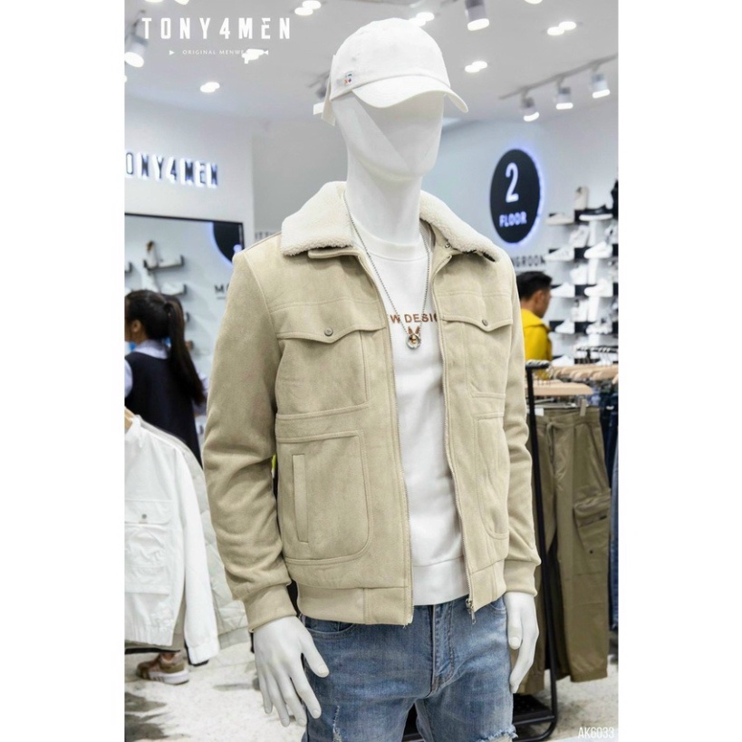 Áo khoác Da Lộn - Cổ lông tháo rời Lót lông cừu cực ấm chất da lộn 100% sỉ ib.