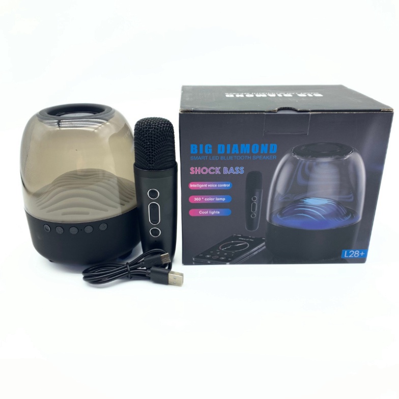 Loa Bluetooth L28+ Không Dây Kèm Micro Hát Karaoke, Loa Bluetooth Trong Suốt Có Đèn LED