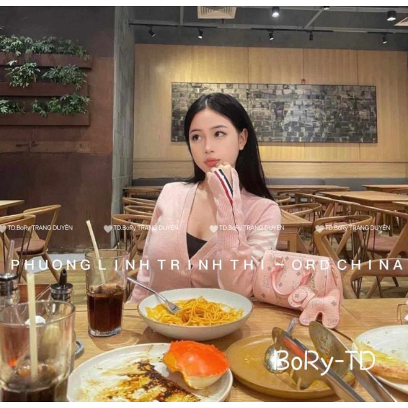 Áo cadigan len sọc tay hồng hàng QCL1