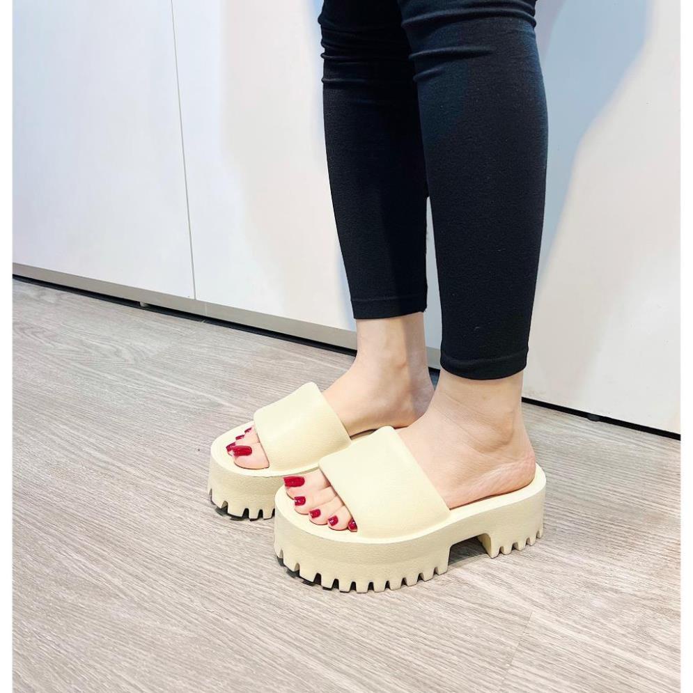 Dép bánh mì quai ngang đế cao đế răng cưa hàng QC cao cấp