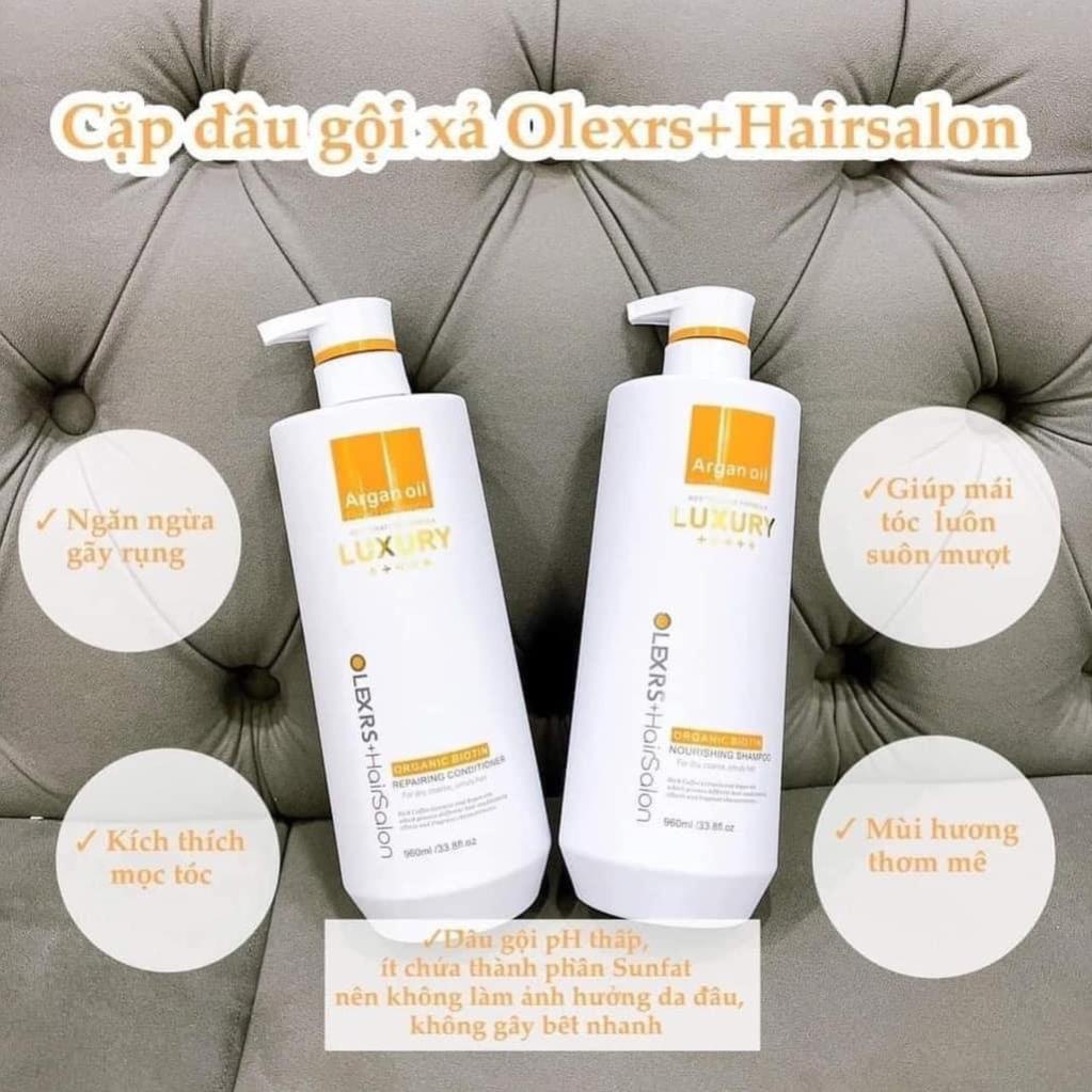 Olexrs Hair Salon - Cặp Dầu Gội Xả Olexrs Hair Salon 960ml Dưỡng Tóc Mềm Mượt Phục Hồi Tóc Hư Tổn l