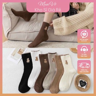 Set 10 đôi tất gấu nâu cao cổ phong cách hàn quốc