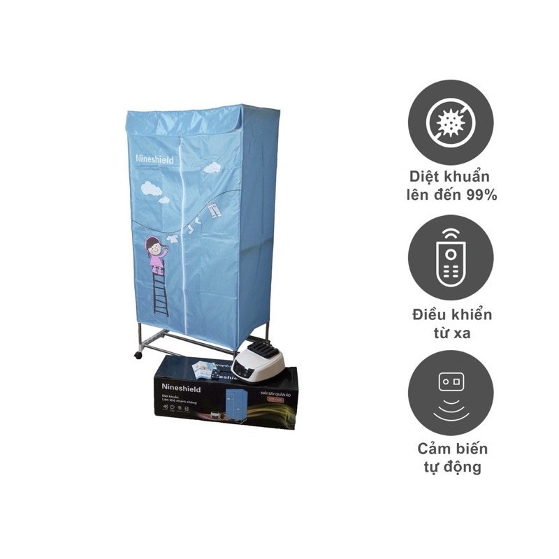 Tủ sấy, máy sấy quần áo diệt khuẩn 4 in 1 công suất lớn, gấp gọn đa năng, bảo hành 12 tháng chính hãng KB-006