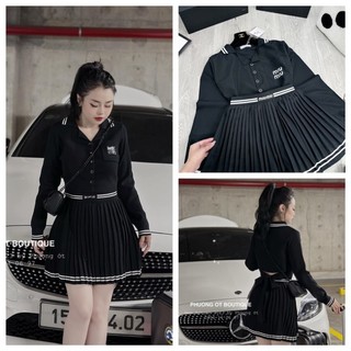 𝗩𝗶𝗱𝗲𝗼 𝗔̉𝗻𝗵 𝗧𝗵𝗮̣̂𝘁 ✔  Set áo phối kẻ Miu Miu mix cv dập ly viền gấu hot hit Vải chéo hàn