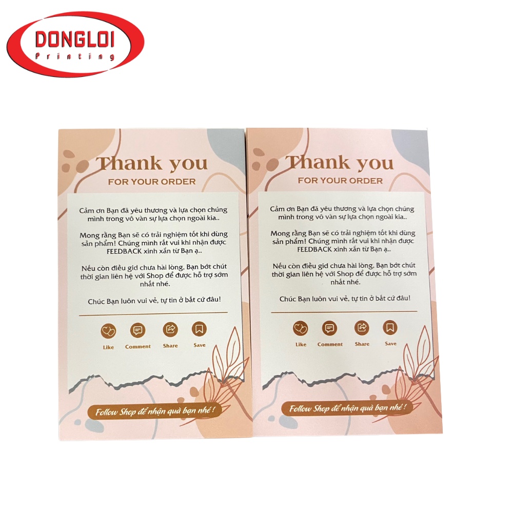 Thiệp Cảm Ơn Khách Hàng 2 Mặt - Combo 100 Card Cảm Ơn, Card Thank You Dành Cho Khách Hàng