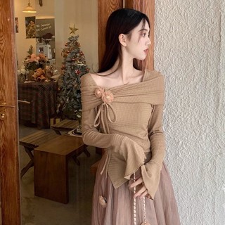 QADCOL Áo Thun Lệch Vai Dáng Ôm Thời Trang Mùa Thu Dành Cho Nữ