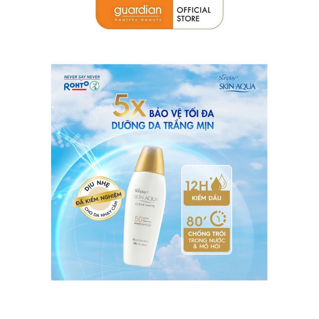 Sữa Chống Nắng Dưỡng Da Trắng Mịn Sunplay Skin Aqua Clear White SPF50+ PA++++  55Gr