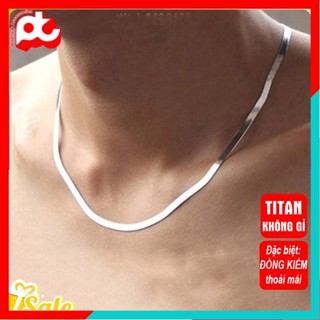 Dây chuyền nam titan cao cấp đẹp sang trọng thép không gỉ dây mì dẹp trangsucpt kích cỡ 3mm màu trắng PTDCNA43