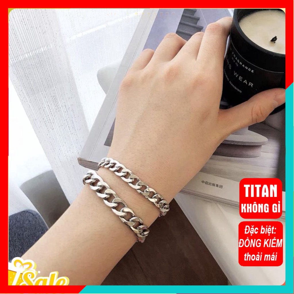 Lắc tay nam nữ cao cấp đẹp sang trọng titan thép không gỉ kiểu lặc đơn trangsucpt kích cỡ 9mm màu trắng PTLTNA76 3T