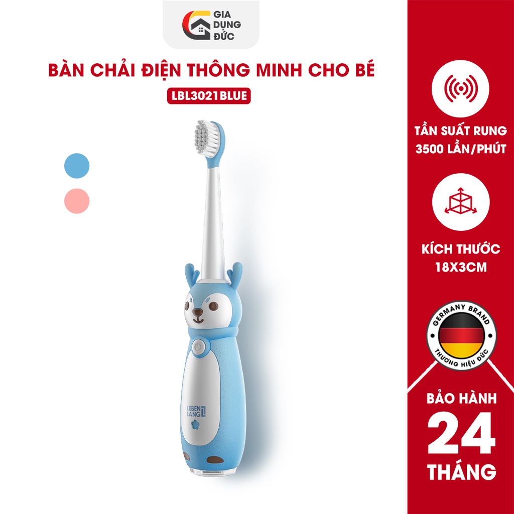 Bàn chải điện thông minh cho bé Lebenlang LBL3021, thiết kế đáng yêu, chống thấm nước IPX7,3 chế độ điều chỉnh, bảo hành