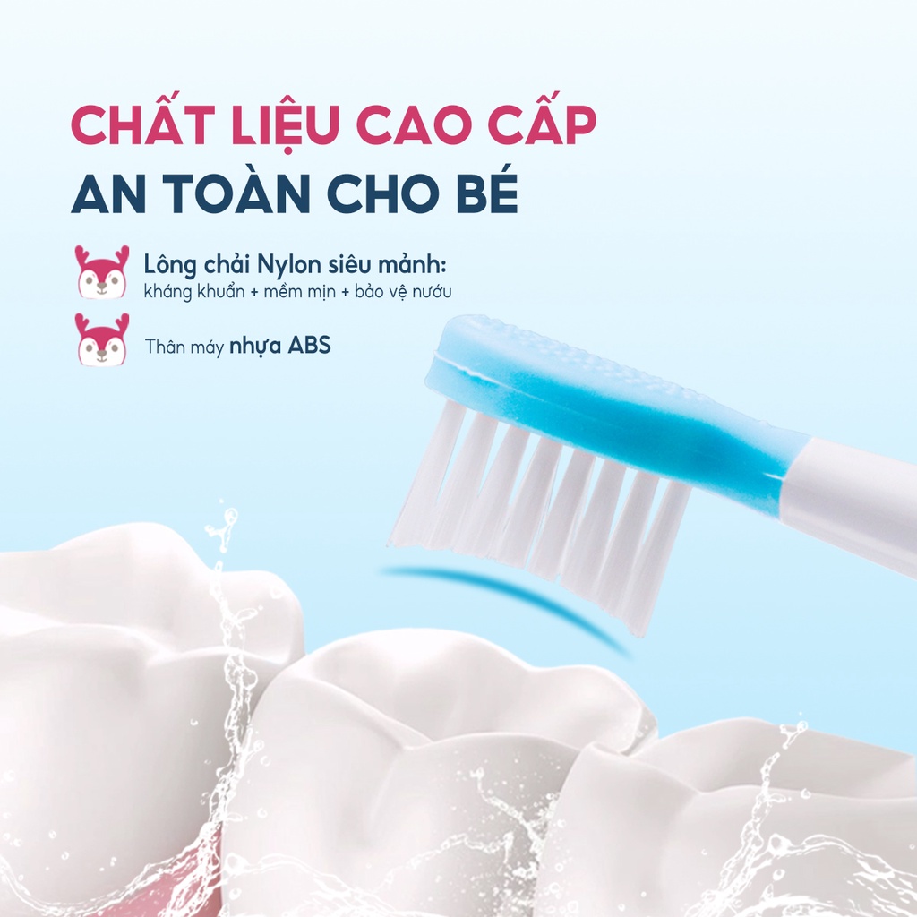 Bàn chải điện thông minh cho bé Lebenlang LBL3021, thiết kế đáng yêu, chống thấm nước IPX7,3 chế độ điều chỉnh, bảo hành