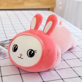 Gấu bông thỏ trái cây, gấu bông thỏ nằm màu hồng, siêu mềm mịn, co giãn 4 chiều