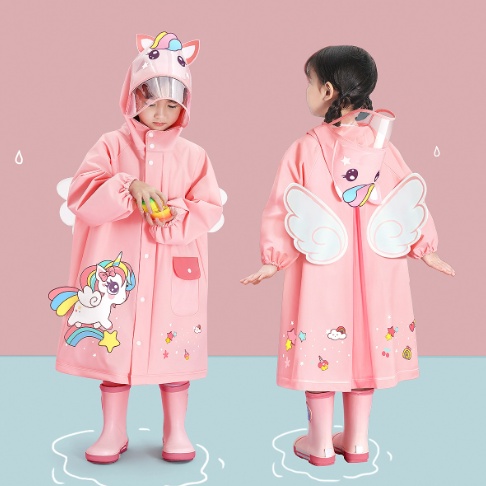 Áo Mưa Trẻ Em, Áo Mưa Cho Bé Thiết Kế Khóa Kéo, Họa Tiết 3D Chất Liệu EVA  An Toàn, Siêu Dai