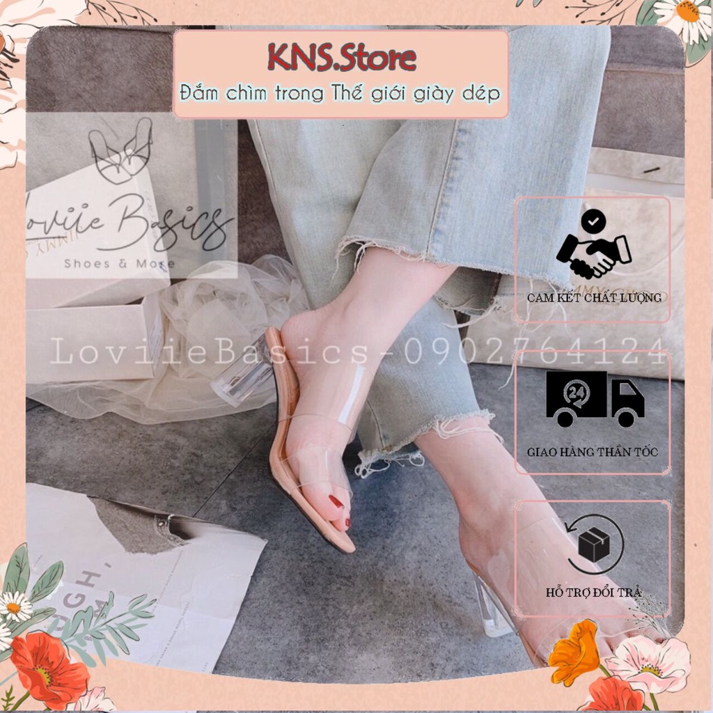 GUỐC CAO GÓT 7 PHÂN LOVIIEBASICS - DÉP CAO GÓT QUAI TRONG 7CM - GUỐC NỮ THỜI TRANG TRONG SUỐT D190714